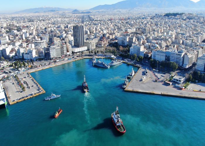 piraeus port drone Aerial motion shutterstock