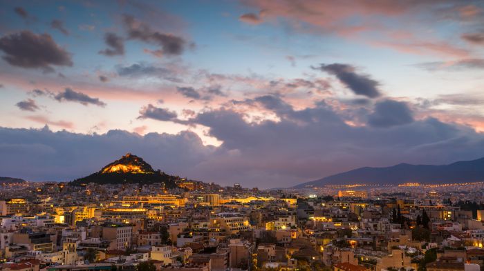 lycabettus hil overview at dusk milangonda depositphotos