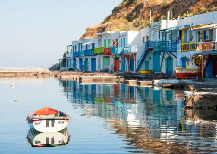Colorful syrmata fishing houses of Klima village at Milos island - credits: Kana Movana